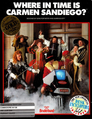 Where in Time is Carmen Sandiego box art for Commodore 64